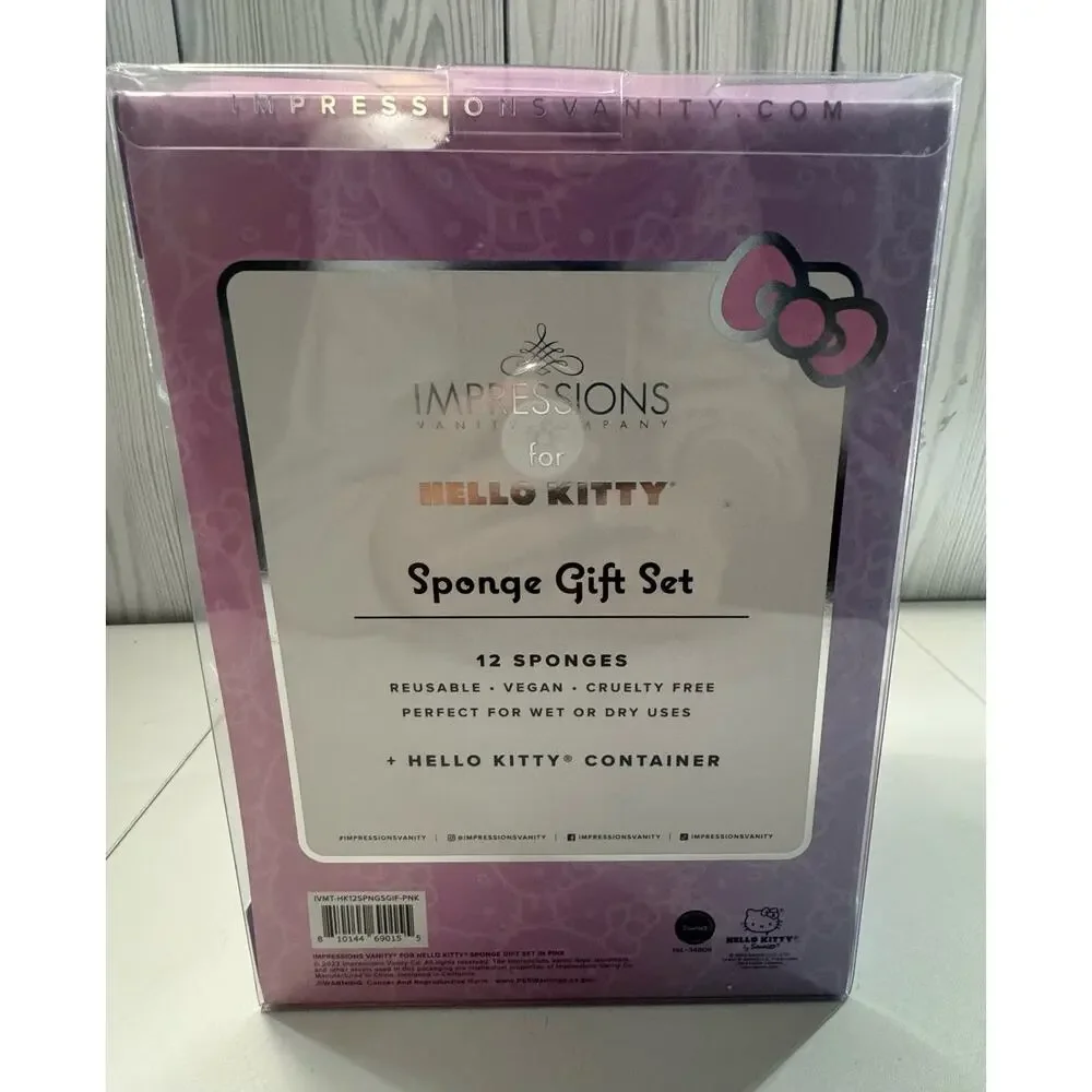 Impressions Hello Kitty Sponge Holder Container Set 12 Sponges
